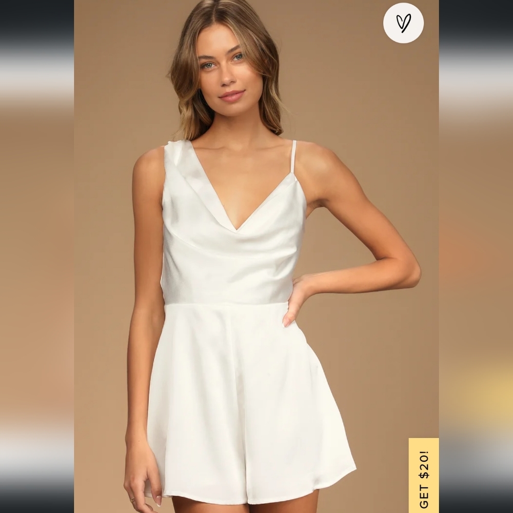 Lulus likely lover ivory satin romper